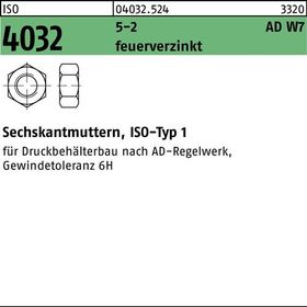 Sechskantmutter ISO 4032 M10 5-2 AD W7 feuerverz. 100 Stück - VPE: 100