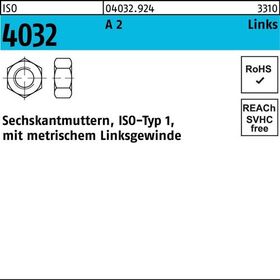 Sechskantmutter ISO 4032 links M5 A 2 (- 70) 100 Stück - VPE: 100