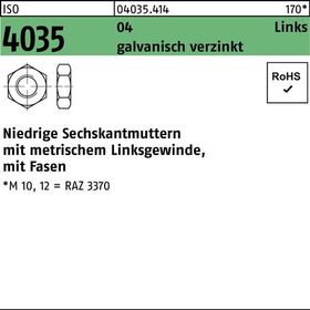 Sechskantmutter ISO 4035 niedrig Fasen links M24 Automatenstahl galv.verz. 25St. - VPE: 25