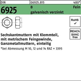 Sechskantmutter DIN 6925 Klemmteil M12x 1,5 8 galv.verz. 100 Stück - VPE: 100