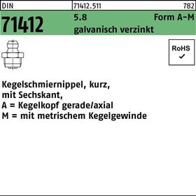 Kegelschmiernippel DIN 71412 FormA-M AM 6x1 SW 7 5.8 galv.verz. 100St. - VPE: 100