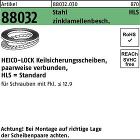 Keilsicherungsscheibe R 88032 HLS-20 Stahl zinklamellenb. geklebt 100St. HEICO - VPE: 100