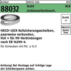 Keilsicherungsscheibe R 88032 HLK-12 Stahl zinklamellenb. geklebt 200St. HEICO - VPE: 200