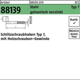 Schlitzschraubhaken R 88139 Typ 7 30x 5,2x 10 Stahl galv.verz. 100St. - VPE: 100