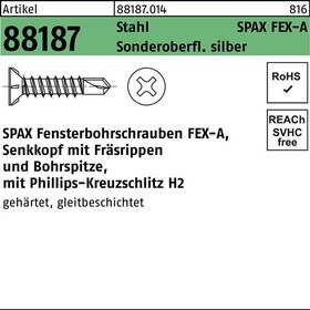 Fensterbohrschraube R 88187 Seko PH 3,9x38-H Sta silber 1000St. SPAX - VPE: 1000