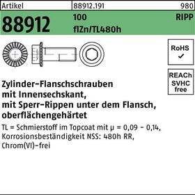 Zylinderflanschschraube R 88912 Sperr-Ripp In.-6kt M8x12 100 flZnnc480h-L 200St - VPE: 200