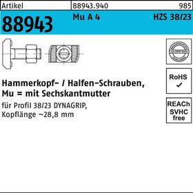 Hammerkopfschraube R 88943 6-ktmutter M16x 60 Mu A 4 25 Stück HALFEN - VPE: 25