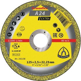 Trennscheibe A 24 Extra D125xB2,5mm Bohrung 22,23mm mittelhart GER Dr.12200U/min - VPE: 25