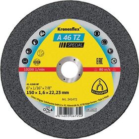 Trennscheibe A 46 TZ Special D150x1,6mm ger.INOX Bohr.22,23mm KLINGSPOR - VPE: 25
