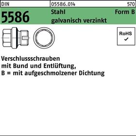 Verschlußschraube DIN 5586 FormB BG 3/4 A + Entlüftung Stahl gal Zn 25 Stück - VPE: 25