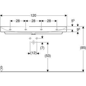 Geberit Waschtisch ONE weiß, mit 2x 1 Hahnloch 1200x480mm