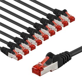 CAT 6 Patchkabel, S/FTP (PiMF), 1 m, schwarz, 10er-Set, 1m- VPE: 1