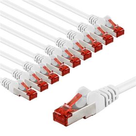 CAT 6 Patchkabel, S/FTP (PiMF), 5 m, weiß, 10er-Set, 5m- VPE: 1