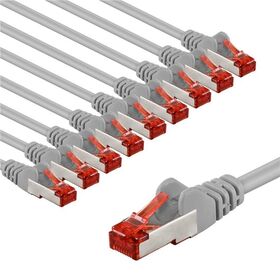 CAT 6 Patchkabel, S/FTP (PiMF), 5 m, grau, 10er-Set, 5m- VPE: 1