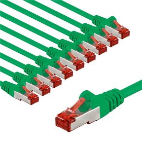CAT 6 Patchkabel, S/FTP (PiMF), 5 m, grün, 10er-Set, 5m- VPE: 1