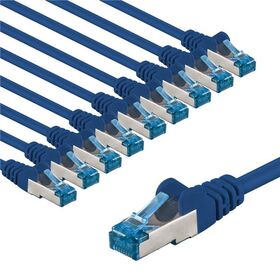CAT 6A Patchkabel, S/FTP (PiMF), 1 m, blau, 10er-Set, 1m- VPE: 1