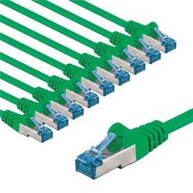 CAT 6A Patchkabel, S/FTP (PiMF), 3 m, grün, 10er-Set, 3m- VPE: 1