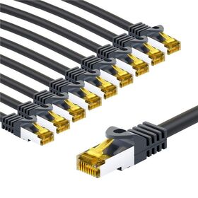 RJ45-Patchkabel CAT 6A S/FTP (PiMF), 500 MHz mit CAT 7 Rohkabel, 5 m, schwarz, 10er-Set, 5m- VPE: 1
