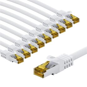 RJ45-Patchkabel CAT 6A S/FTP (PiMF), 500 MHz mit CAT 7 Rohkabel, 5 m, weiß, 10er-Set, 5m- VPE: 1