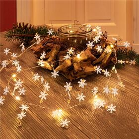 10er LED-Silberdraht-Lichterkette Schneeflocken- VPE: 1