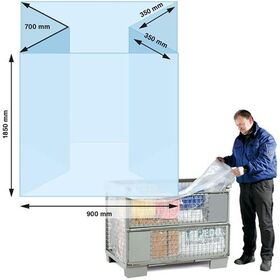 Seitenfaltensack Maße (B+SFxL) 900+700x1850mm S.90µ LPDE lang f.Halbpalette - VPE: 50