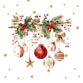 TI-FLAIR  Serviette 33x33Branche Festive - 12 VPE