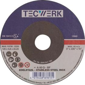 Trennscheibe D125x0,8mm gekr.INOX Bohr.22,23mm TECWERK - VPE: 25