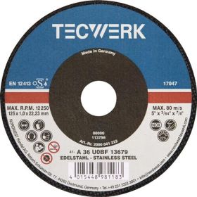 Trennscheibe D125x1mm ger.Keramikkorn Bohr.22,23mm TECWERK - VPE: 25