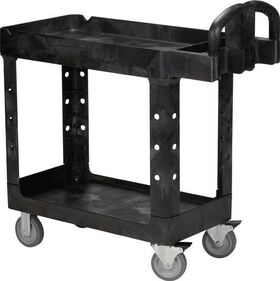 Tischwagen 2 Ladeflächen L770xB420mm schwarz Trgf.226kg Holme/Ladefläche PP