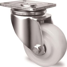 Schwerlast-Lenkrolle D.75mm Trgf.300kg Ku.Platte L100xB85mm Farbe Rl.weiß TW