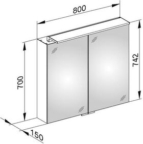 Keuco Spiegelschrank ROYAL L1 Vorb 800x742x150mm 2 Schubk si-gb-e. A++