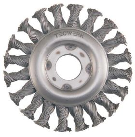 Rundbürste D.125mm Drahtstärke 0,5mm VA-Draht 12mm 12500min-¹ TECWERK