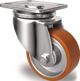 Lenkrolle D.100mm Trgf.250kg PU Platte L100xB85mm Farbe Rl.braun TECWERK