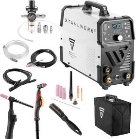 Inverterschweißgerät DC WIG 200 Puls Pro CUT luftg.3m Einzelger. m.Zub.STAHLWERK