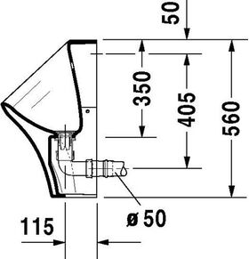 Duravit Urinal DURASTYLE RIMLESS 300x340mm Zul v hint o Fliege HG weiß
