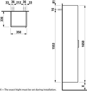 Laufen Hochschrank BASE FÜR PRO S 1650x350x336mm Scharnier links Ulme hell