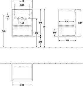 V&B Handwaschbeckenunterschrank COLLARO 410x546x344mm Türanschl li Glossy White