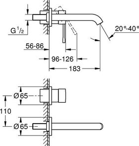 Grohe 2-Loch-Waschtischbatterie ESSENCE 1/2Zoll Ausldg 183mm su-st