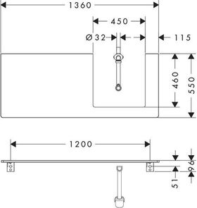 HG Konsole Xelu Q 1360x550mm m Auschnitt re weiß hochglanz