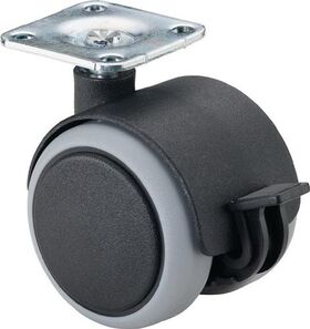 Kunststoffdoppelrolle m.Festst.D.50mm Trgf.50kg m.Platte m.Festst.Ku.BS ROLLEN