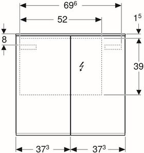 Geberit Spiegelschrank OPTION PLUS mit Beleuchtung, 2 Türen 750x700x172mm