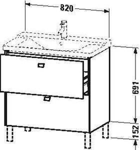 Duravit Waschtischunterbau BRIOSO Griffe chr 691x820x479mm betongrau matt