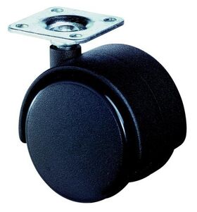 Kunststoffdoppelrolle D.50mm Trgf.40kg m.Platte PA schwarz RAL 9005 BS ROLLEN