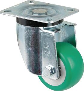 Lenkrolle D.80mm Trgf.170kg Lenkrollen PU Platte L105xB85mm Farbe Rl.grün