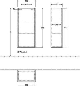 V&B Seitenschrank FINION 418x936x270mm Ans li White Matt Lacquer