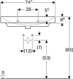 Geberit Waschtisch SMYLE Square m HL mit Überlauf 750x480mm weiß KT