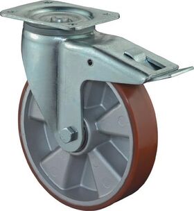 Schwerlastlenkrolle D.125mm Trgf.450kg m.Festst.Guß-PU 135mm 110mm BS ROLLEN