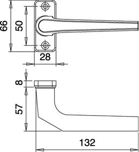 Profiltürdrückerlochteil 3314/0000 Alu.F1 ktg.8mm gekr.EDI