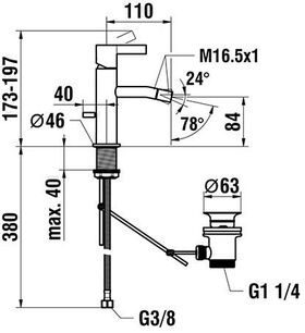 Laufen Einhand-Bidetmischer KARTELL mit Ablaufventil chrom