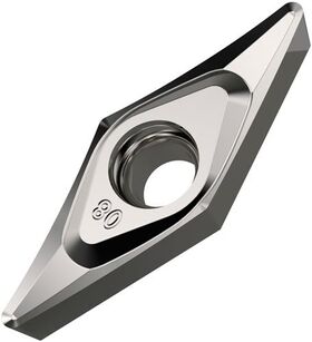 Drehwendeschneidplatte ISO VCGT 160404E-SF3:H07 Bohrungs-D. 4,4mm Farbe Silber - VPE: 10